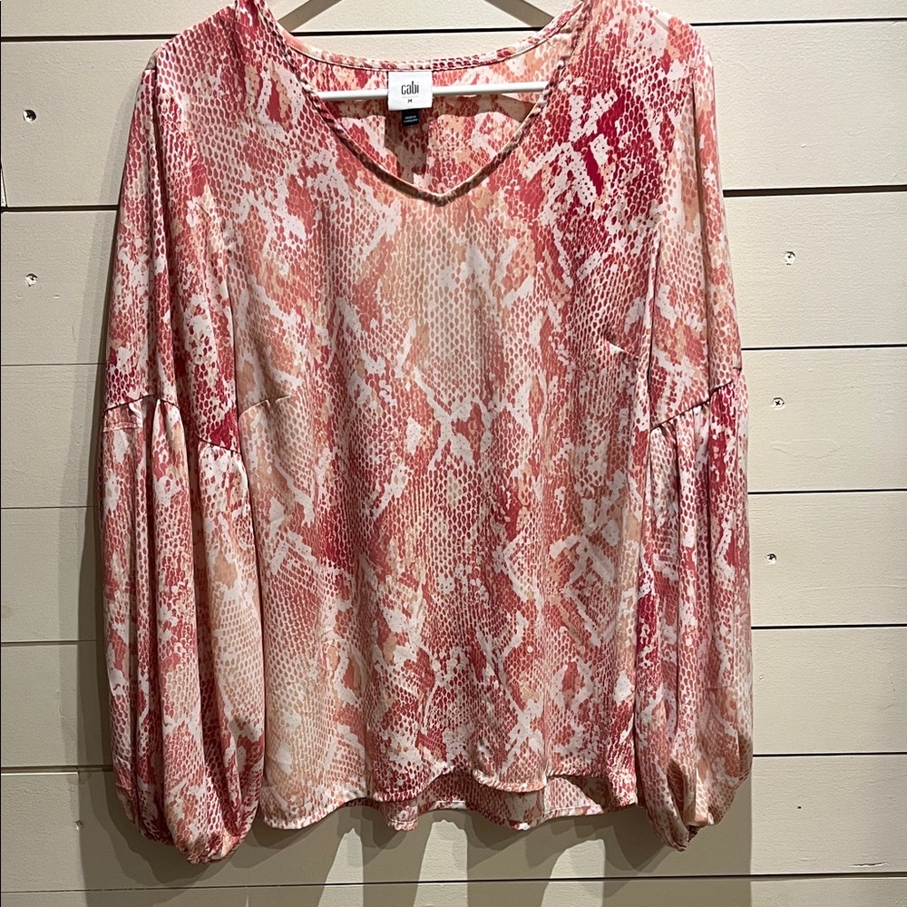 CAbi Women’s Blush and Coral Snake Print Blouse